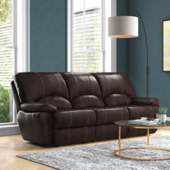 Dovestone leather power reclining online sofa with power headrests